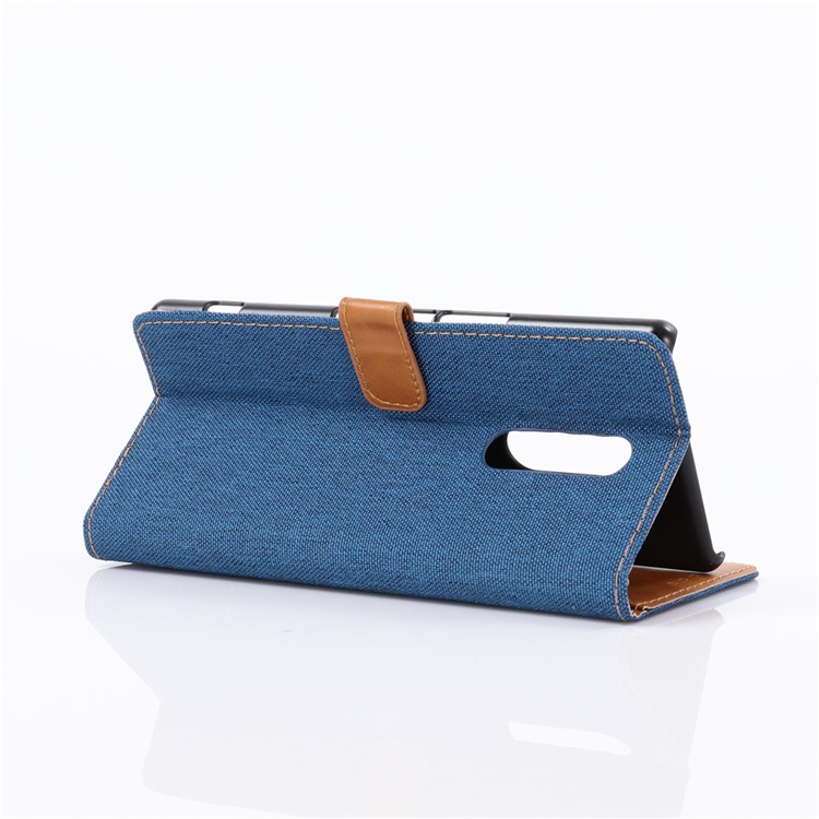 Oxford Cloth Wallet Stand PU Leather Case for Sony Xperia 1 - Baby Blue-4