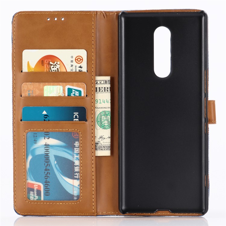 Oxford Cloth Wallet Stand PU Leather Case for Sony Xperia 1 - Baby Blue-5