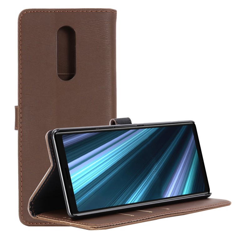 Crazy Horse Texture Retro Leather Flip Shell for Sony Xperia 1 - Coffee-5