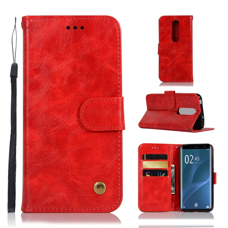 Premium Vintage PU Leather Protective Shell for Sony Xperia 1 - Red-1
