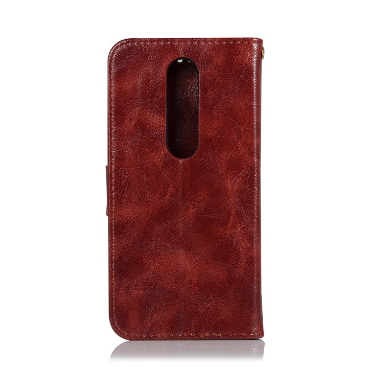 Premium Vintage PU Leather Protector Cover with Strap for Sony Xperia 1 - Wine Red-3