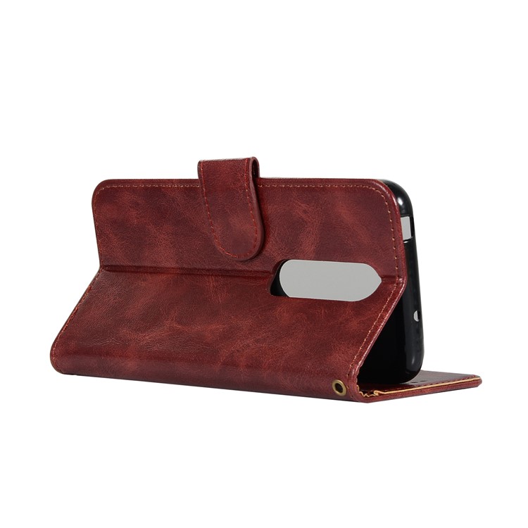 Premium Vintage PU Leather Protector Cover with Strap for Sony Xperia 1 - Wine Red-6