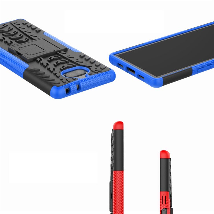 Cool Tyre PC + TPU Combo Case with Kickstand for Sony Xperia 10 Plus - Black-10