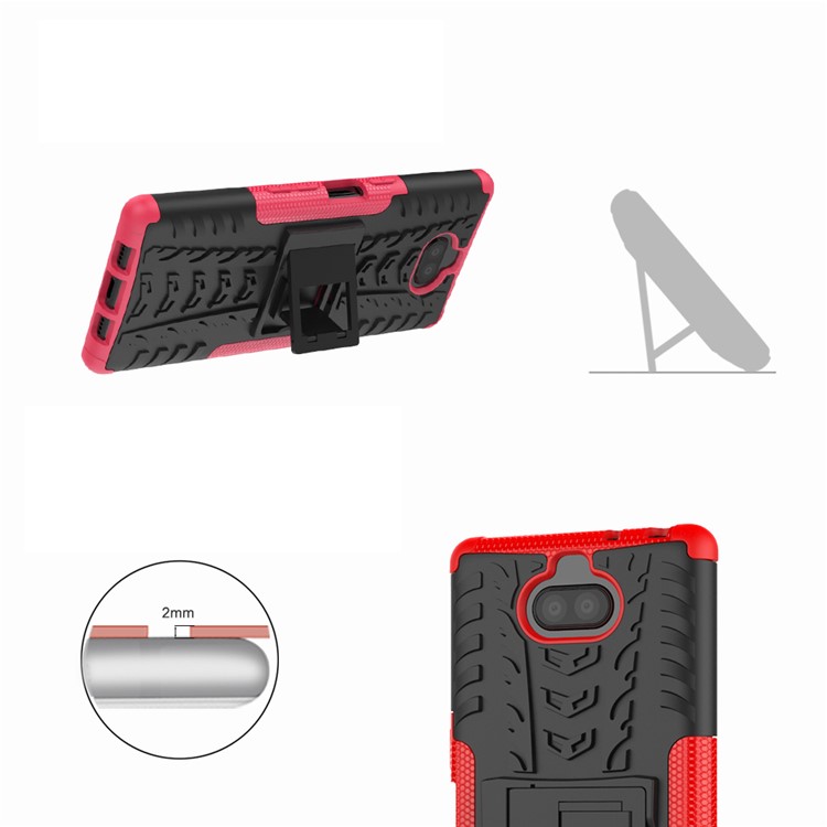 Cool Tyre PC + TPU Combo Case with Kickstand for Sony Xperia 10 Plus - Black-11