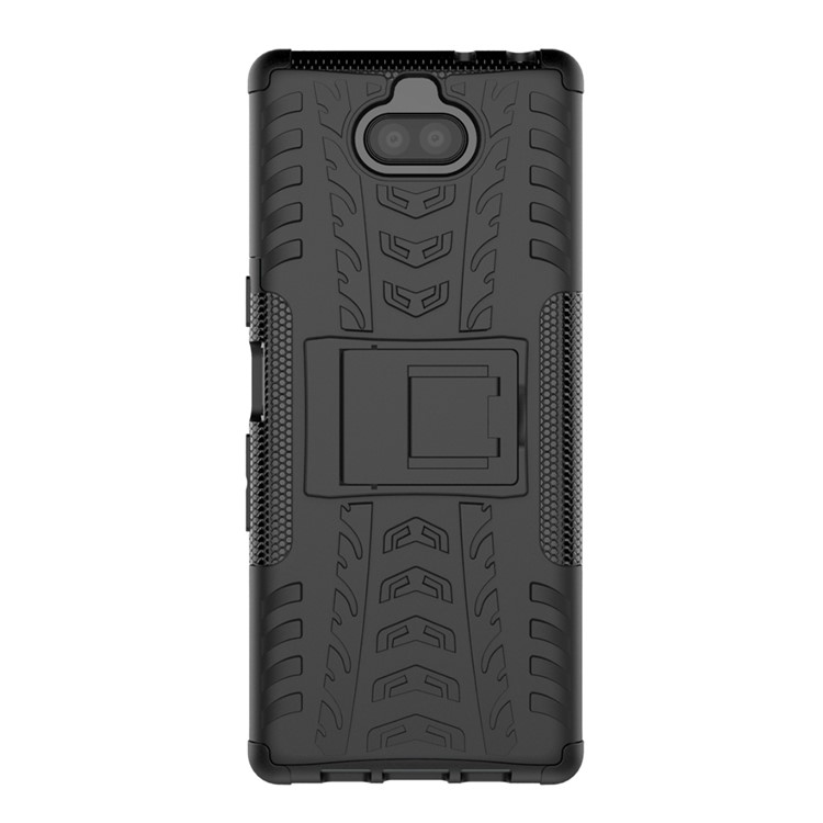 Fall Tire PC + TPU Combo Combo Con Kickstand Para Sony Xperia 10 Plus - Negro