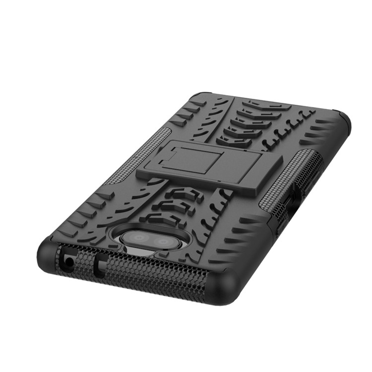 Cool Tyre PC + TPU Combo Case with Kickstand for Sony Xperia 10 Plus - Black-7