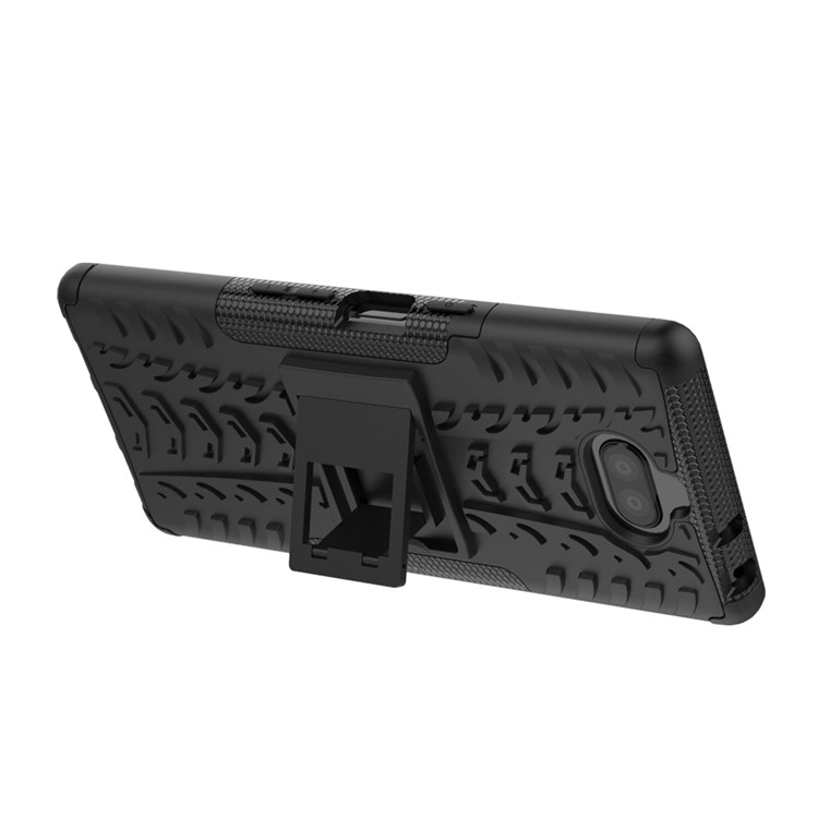 Cool Tyre PC + TPU Combo Case with Kickstand for Sony Xperia 10 Plus - Black-8