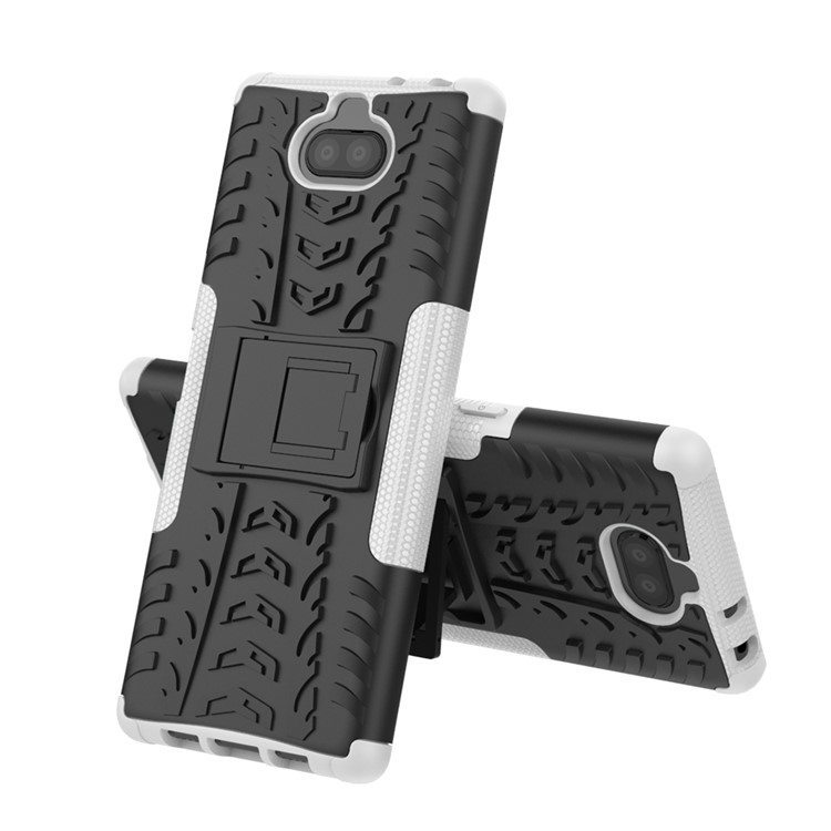 Cool Tyre PC + TPU Combo Cover with Kickstand for Sony Xperia 10 Plus - White-2