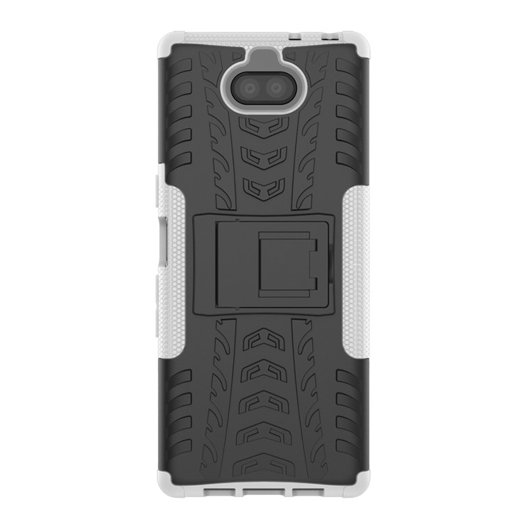 Cool Tire PC + TPU Couvercle Combo Avec Béquille Pour Sony Xperia 10 Plus - Blanche