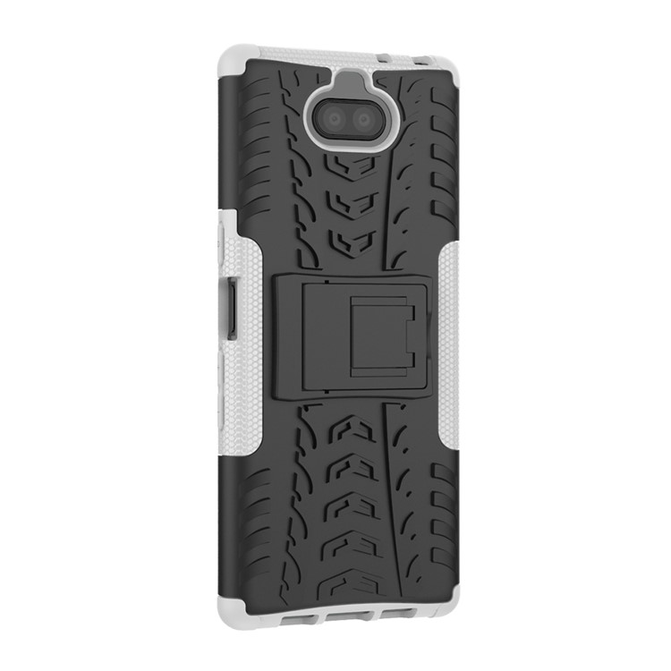 Cool Tire PC + TPU Combo -cover Mit Kickstand Für Sony Xperia 10 Plus - Weiß