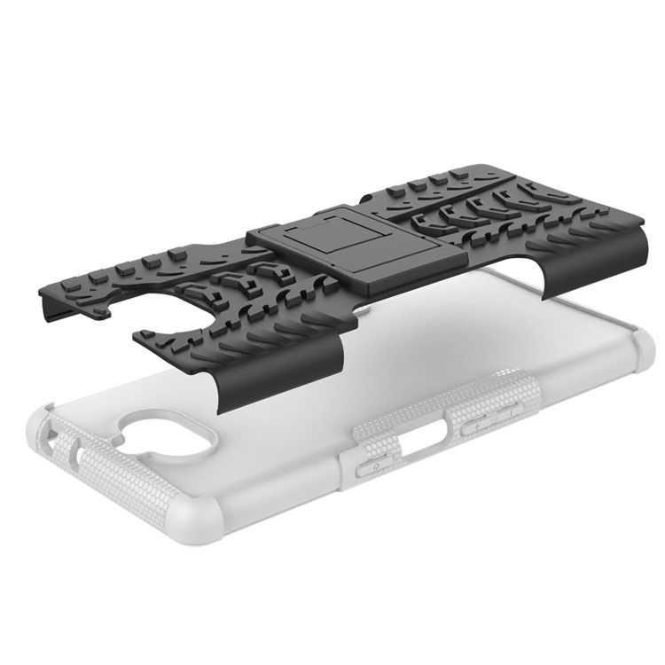 Cool Pneu pc + Tpu Tampa Combinada Com Kickstand Para a Sony Xperia 10 Plus - Branco