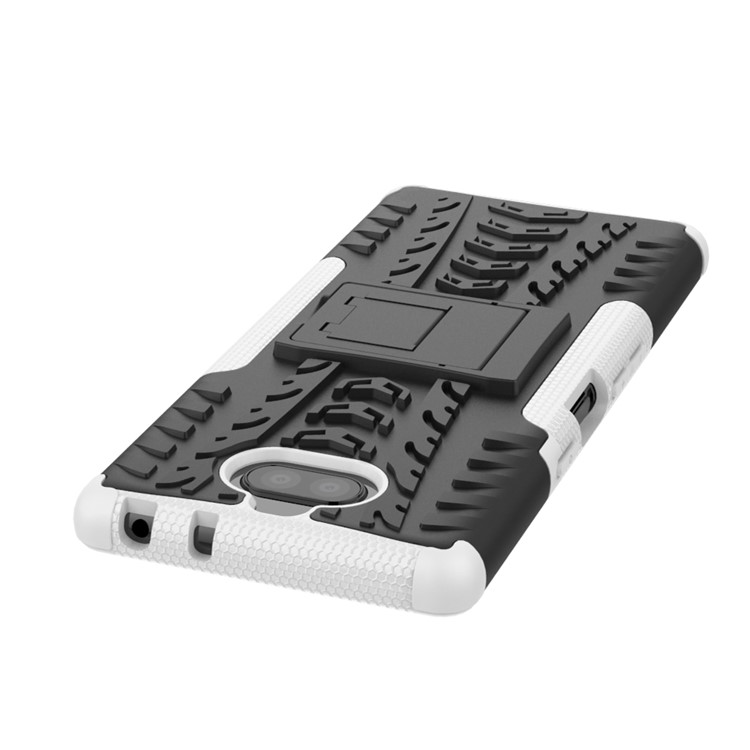 Cool Tyre PC + TPU Combo Cover with Kickstand for Sony Xperia 10 Plus - White-7