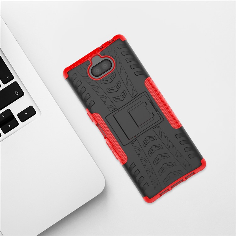 Cool Tyre PC + TPU Combo Shell with Kickstand for Sony Xperia 10 Plus - Red-10