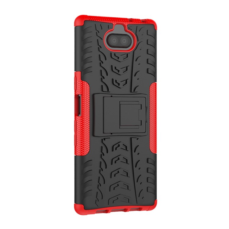 Cool Tyre PC + TPU Combo Shell with Kickstand for Sony Xperia 10 Plus - Red-5