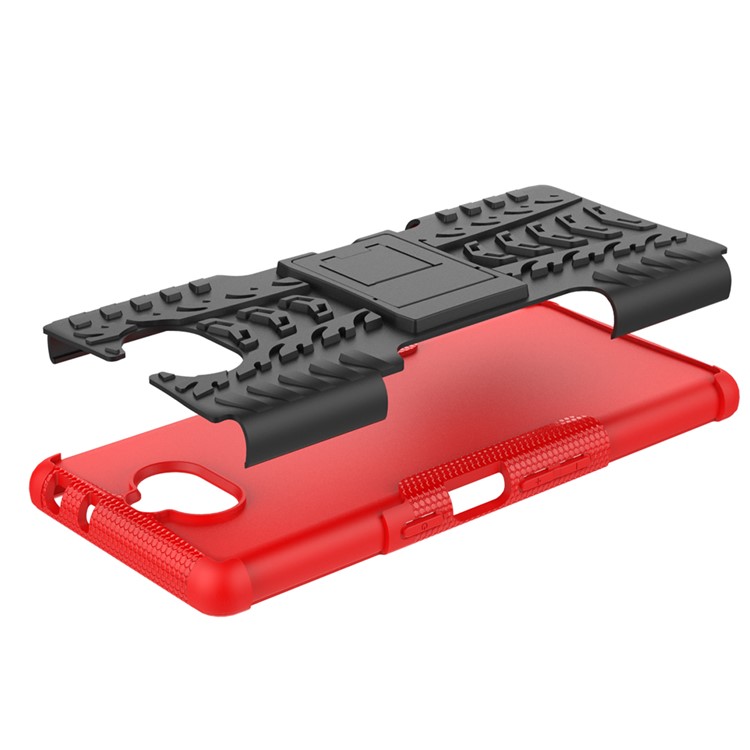 Cool Tyre PC + TPU Combo Shell with Kickstand for Sony Xperia 10 Plus - Red-6