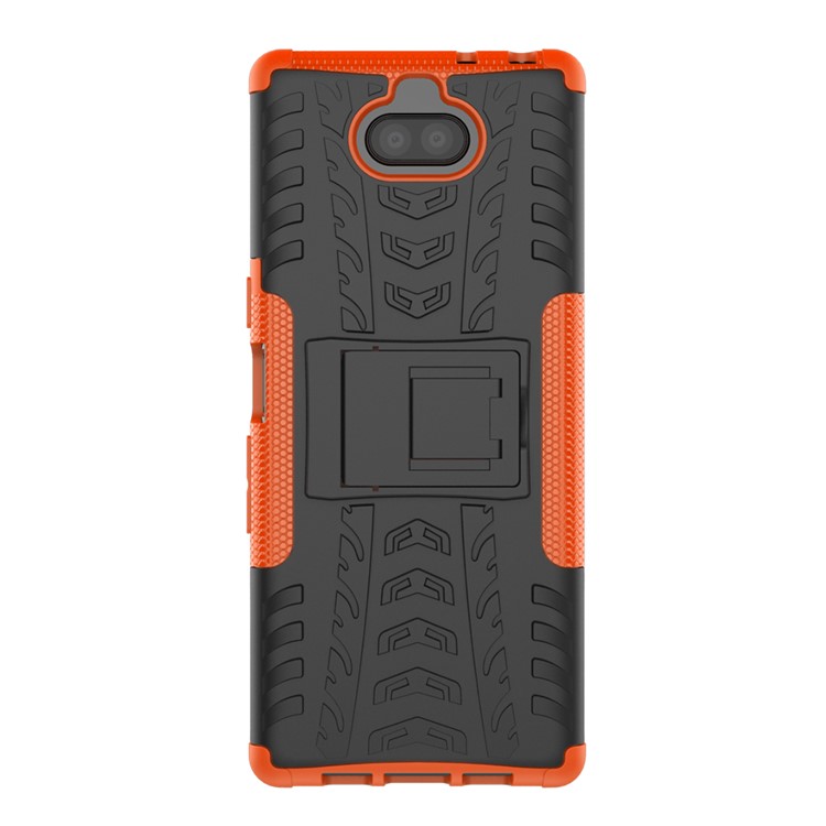 Cool Tyre PC + TPU Combo Mobile Phone Case with Kickstand for Sony Xperia 10 Plus - Orange-3