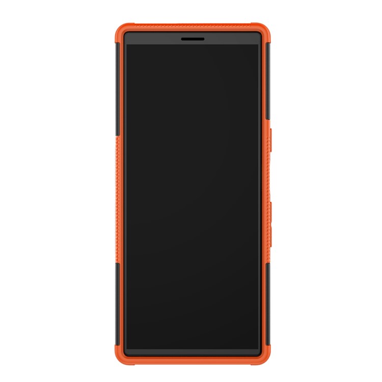 Cool Tyre PC + TPU Combo Mobile Phone Case with Kickstand for Sony Xperia 10 Plus - Orange-4