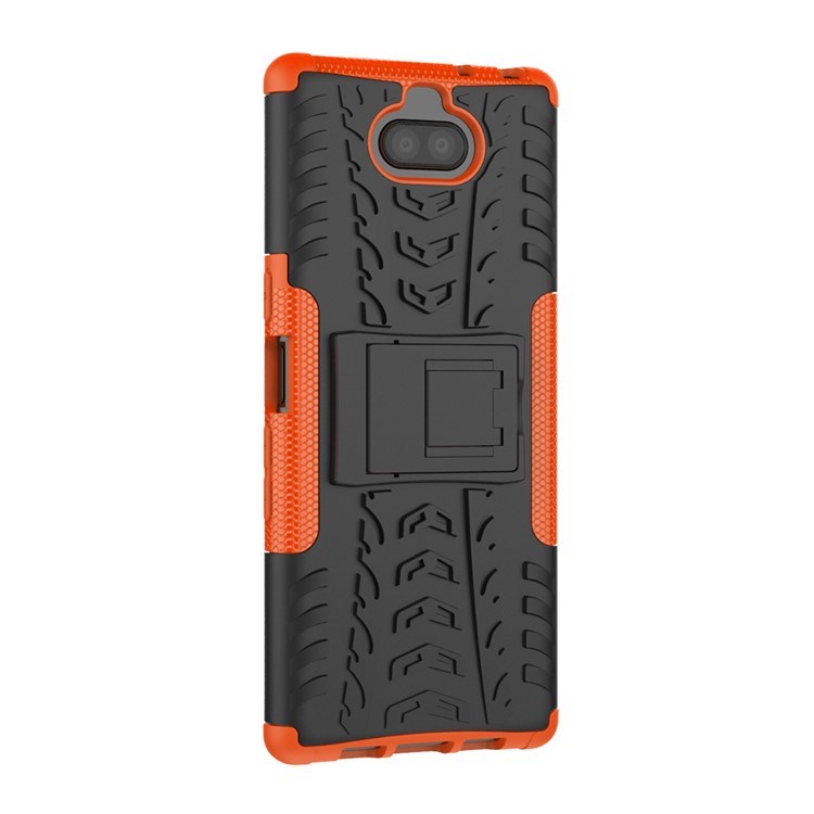 Cool Tyre PC + TPU Combo Mobile Phone Case with Kickstand for Sony Xperia 10 Plus - Orange-5