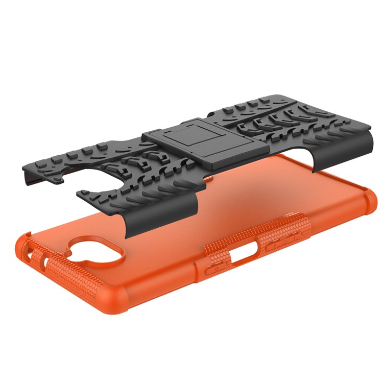 Cool Tyre PC + TPU Combo Mobile Phone Case with Kickstand for Sony Xperia 10 Plus - Orange-6