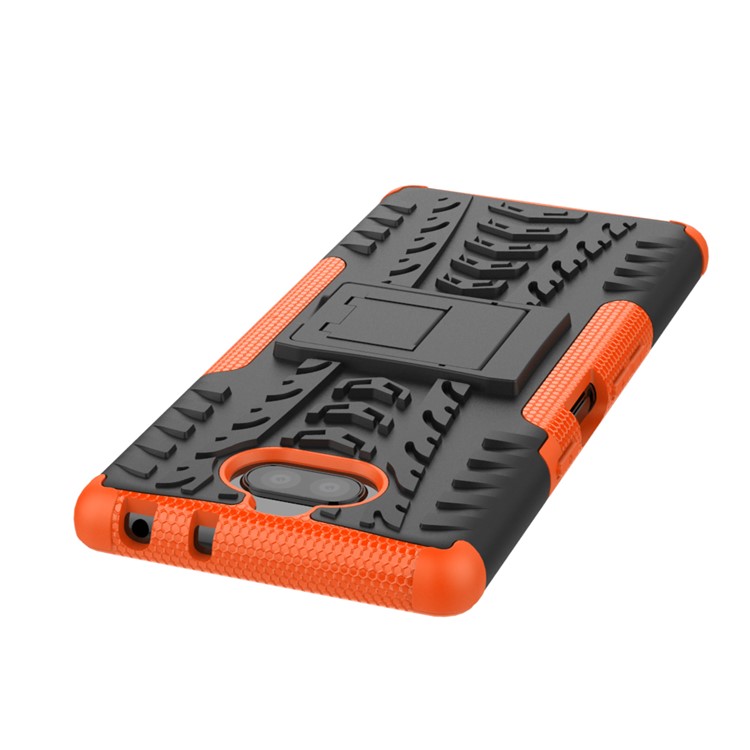 Cool Tyre PC + TPU Combo Mobile Phone Case with Kickstand for Sony Xperia 10 Plus - Orange-7