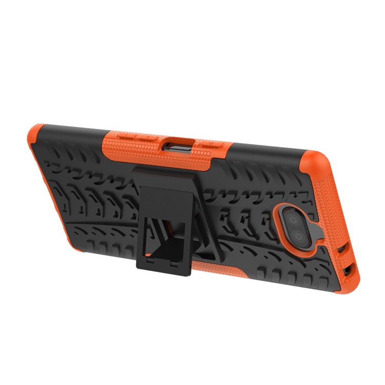 Cool Tyre PC + TPU Combo Mobile Phone Case with Kickstand for Sony Xperia 10 Plus - Orange-8