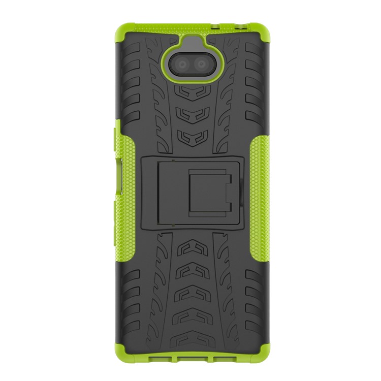 Cool Tyre PC + TPU Combo Cell Phone Case with Kickstand for Sony Xperia 10 Plus - Green-3