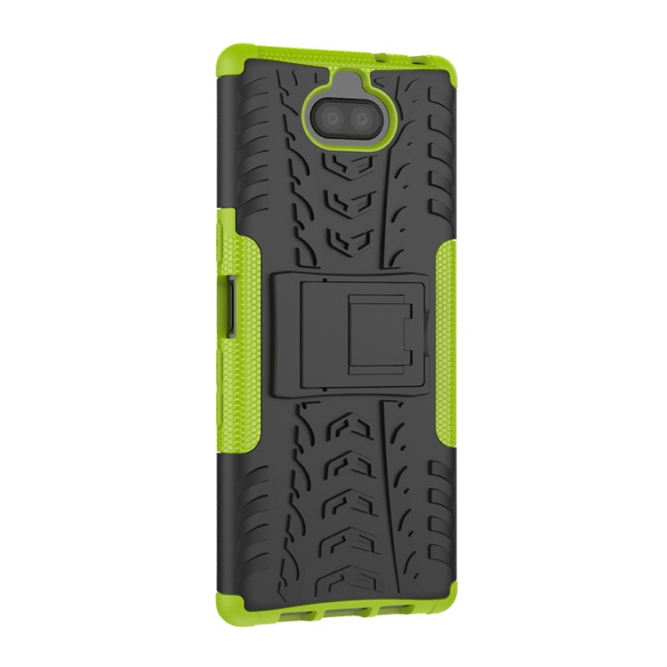 Cool Tyre PC + TPU Combo Cell Phone Case with Kickstand for Sony Xperia 10 Plus - Green-5