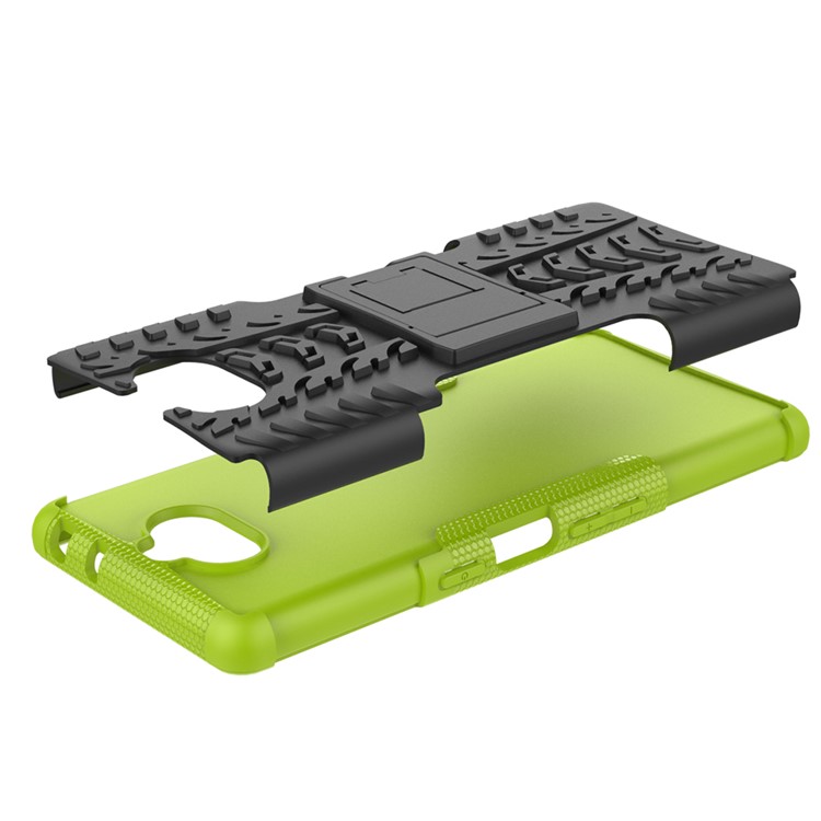 Cool Tyre PC + TPU Combo Cell Phone Case with Kickstand for Sony Xperia 10 Plus - Green-6
