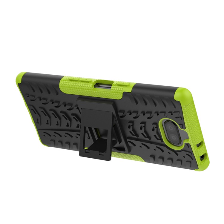 Cool Tyre PC + TPU Combo Cell Phone Case with Kickstand for Sony Xperia 10 Plus - Green-8