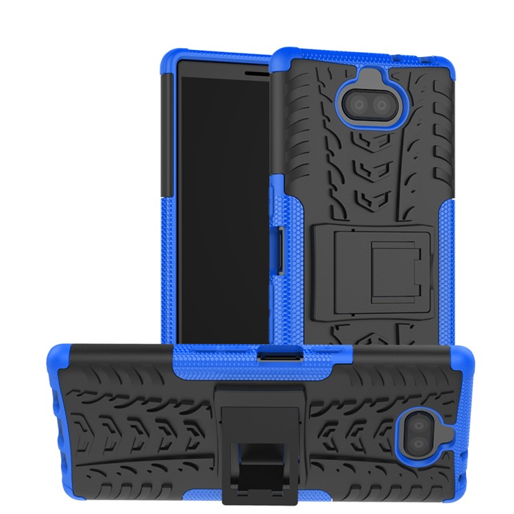 Cool Tyre PC + TPU Hybrid Case with Kickstand for Sony Xperia 10 Plus - Blue-1