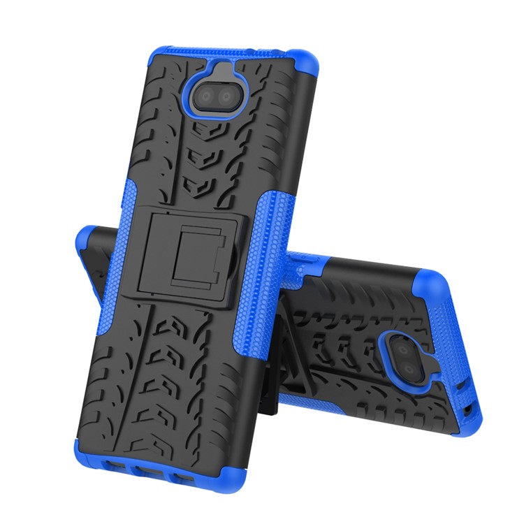 Cool Tyre PC + TPU Hybrid Case with Kickstand for Sony Xperia 10 Plus - Blue-2