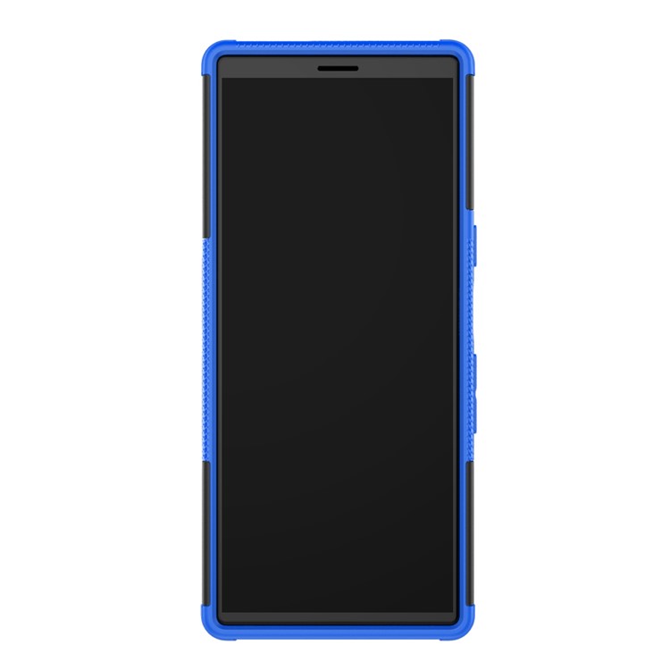 Cool Tyre PC + TPU Hybrid Case with Kickstand for Sony Xperia 10 Plus - Blue-4