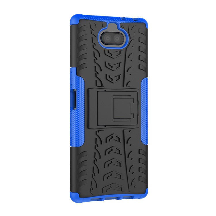 Cool Tyre PC + TPU Hybrid Case with Kickstand for Sony Xperia 10 Plus - Blue-5