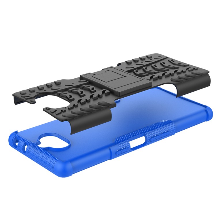 Cool Tyre PC + TPU Hybrid Case with Kickstand for Sony Xperia 10 Plus - Blue-6