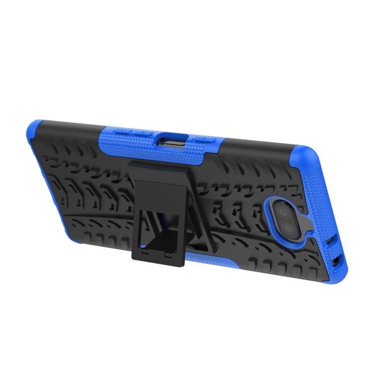 Cool Tyre PC + TPU Hybrid Case with Kickstand for Sony Xperia 10 Plus - Blue-8