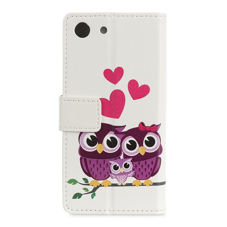 Pattern Printing Magnetic Stand Leather Wallet Case for Sony Xperia XZ4 Compact - Sweet Owl Family-2