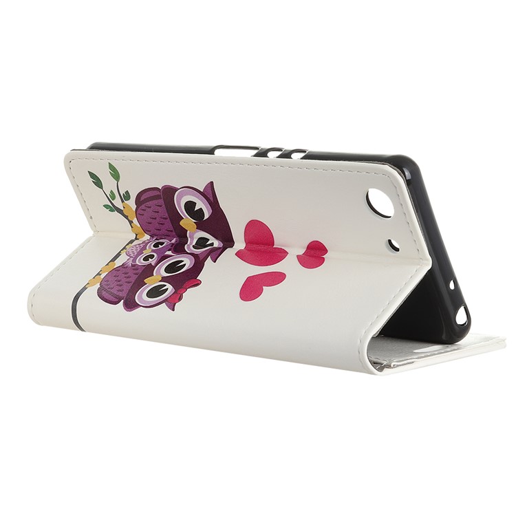 Pattern Printing Magnetic Stand Leather Wallet Case for Sony Xperia XZ4 Compact - Sweet Owl Family-3