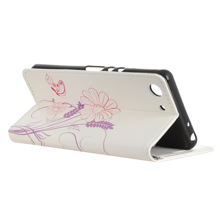 Pattern Printing Magnetic Stand Leather Wallet Shell for Sony Xperia XZ4 Compact - Butterfly and Flower-3
