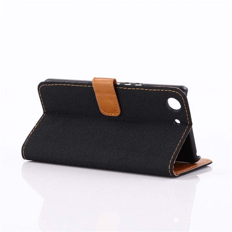 Jeans Cloth Stand Leather Protective Case for Sony Xperia XZ4 Compact - Black-4