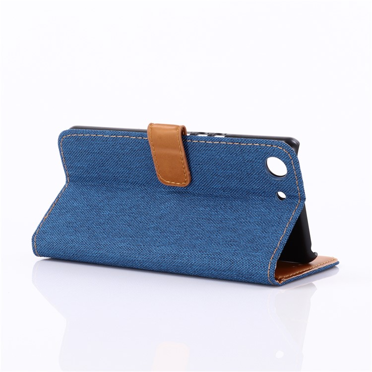 Jeans Cloth Wallet Leather Phone Cover for Sony Xperia XZ4 Compact - Baby Blue-3