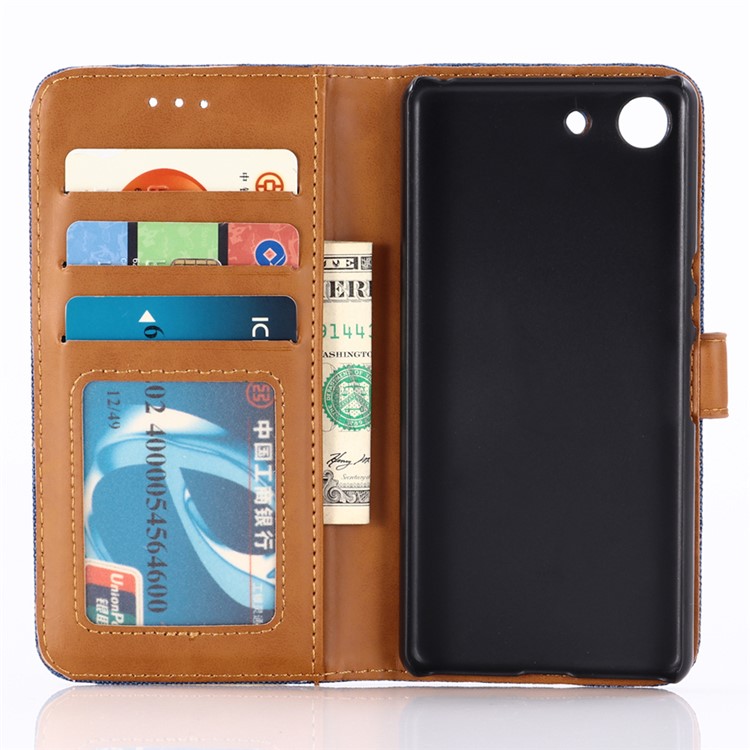 Jeans Cloth Wallet Leather Phone Cover for Sony Xperia XZ4 Compact - Baby Blue-5