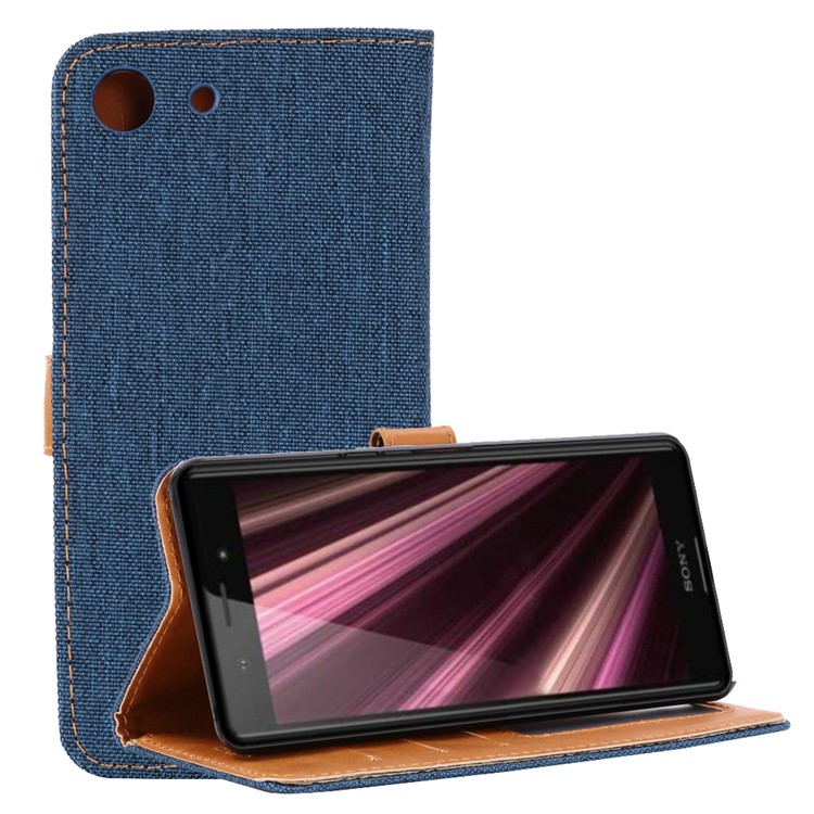 Jeans Cloth Magnetic Leather Mobile Shell for Sony Xperia XZ4 Compact - Dark Blue-5