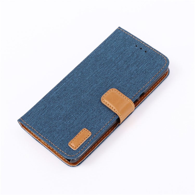 Jeans Cloth Magnetic Leather Mobile Shell for Sony Xperia XZ4 Compact - Dark Blue-7