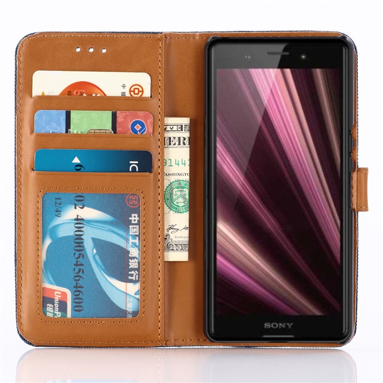 Jeans Cloth Magnetic Leather Mobile Shell for Sony Xperia XZ4 Compact - Dark Blue-8