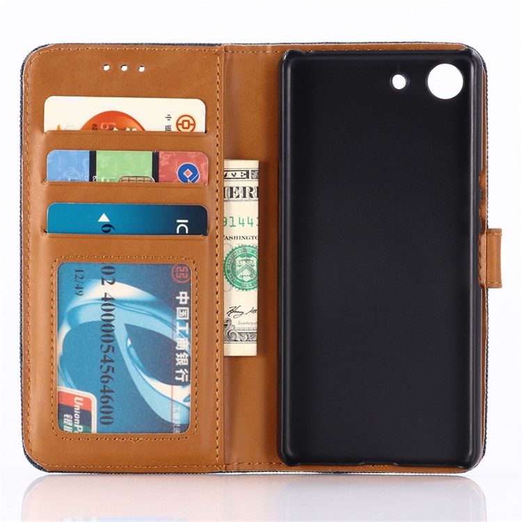 Jeans Cloth Magnetic Leather Mobile Shell for Sony Xperia XZ4 Compact - Dark Blue-9