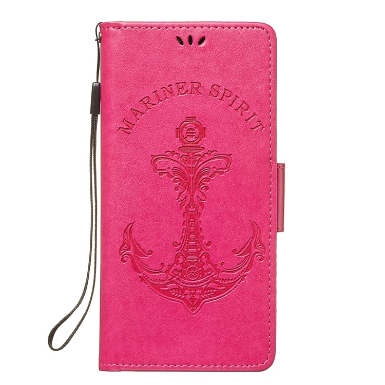 Imprint Anchor Wallet Leather Stand Case for Sony Xperia XZ4 Compact - Rose-2