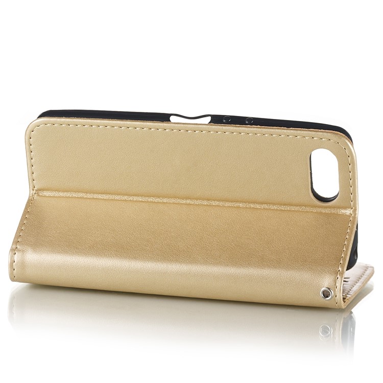Imprint Anchor Wallet Leather Stand Case Cover for Sony Xperia XZ4 Compact - Gold-6