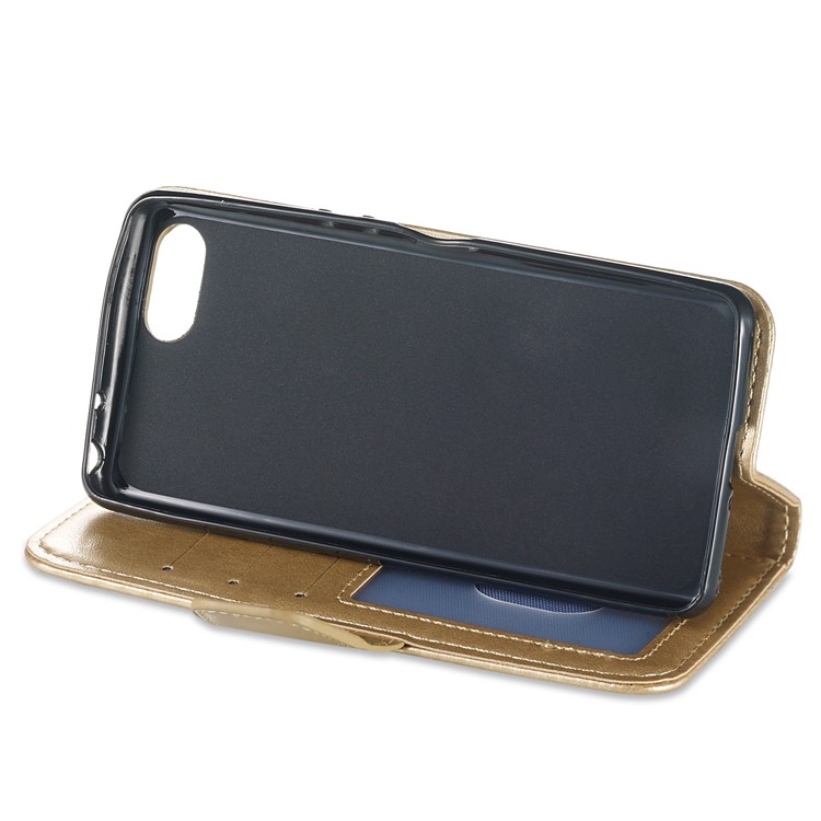 Imprint Anchor Wallet Leather Stand Case Cover for Sony Xperia XZ4 Compact - Gold-7