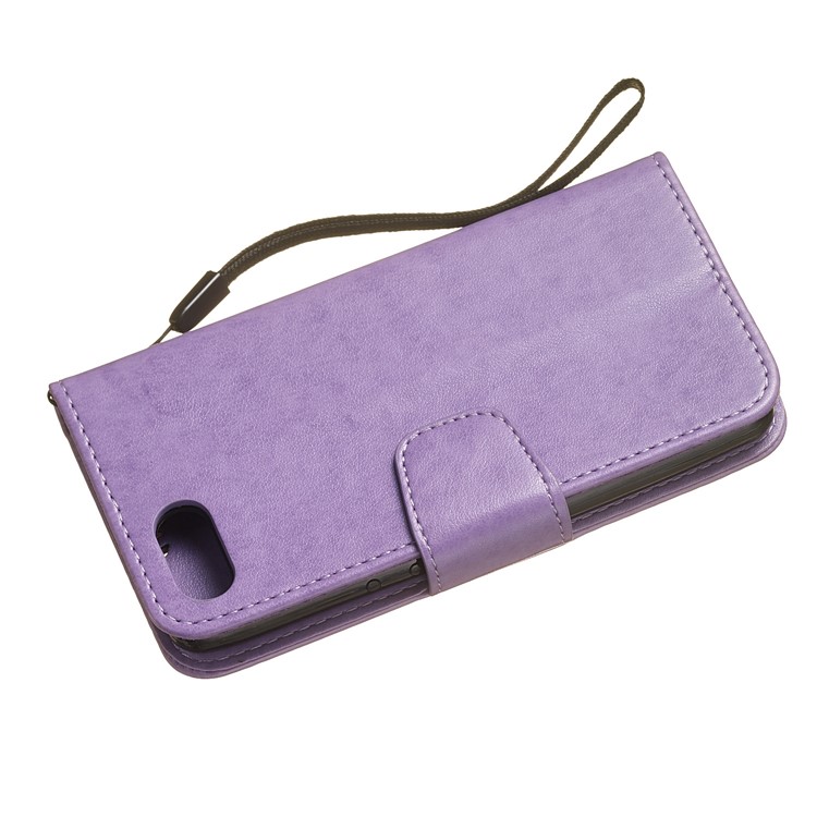 Imprint Anchor Wallet Leather Stand Shell for Sony Xperia XZ4 Compact - Purple-5