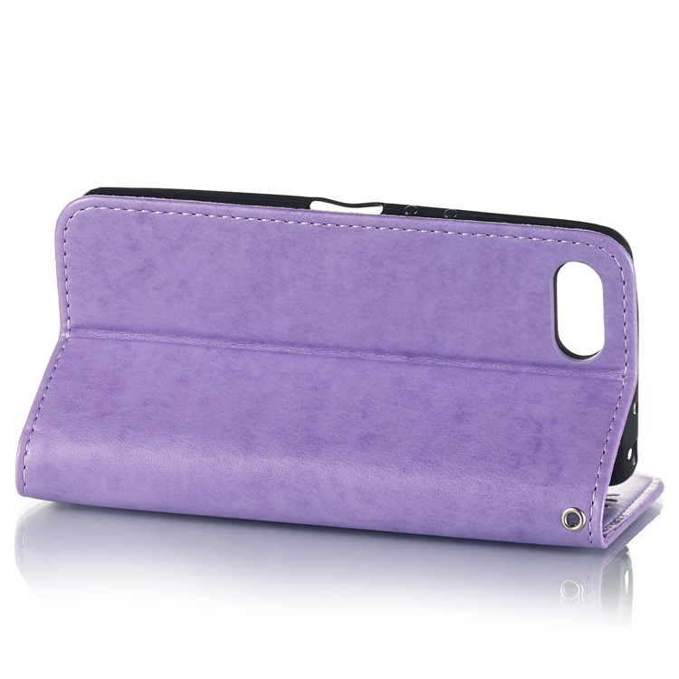 Imprint Anchor Wallet Leather Stand Shell for Sony Xperia XZ4 Compact - Purple-6